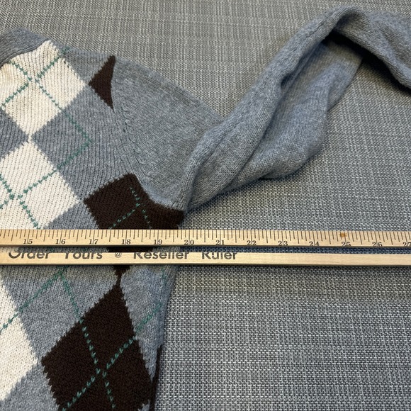 Y2K Preppy Academia Cropped Argyle Sweater Womens Medium Grey Brown - Picture 7 of 9